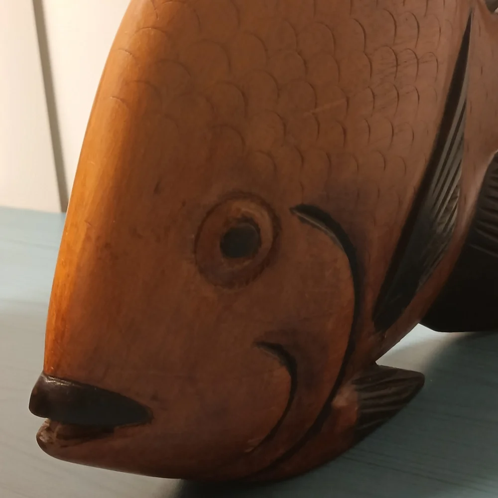 Two Beautifuly Handcrafted Solid Wood Fish Decor